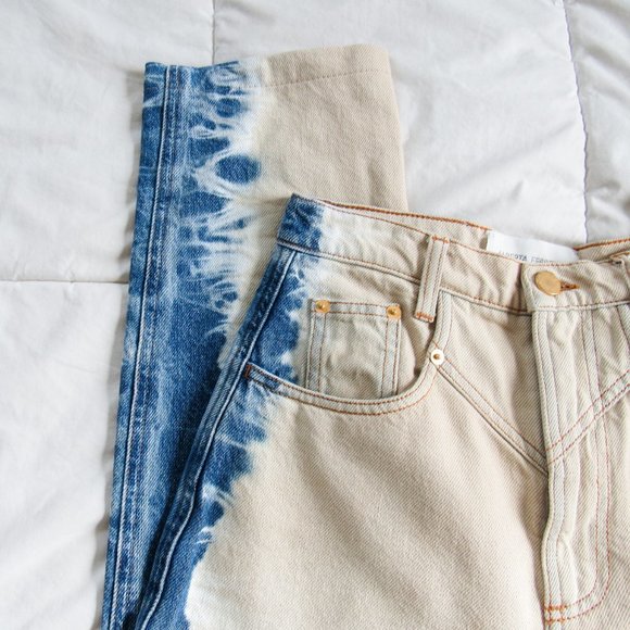 NEW! ALBERTA FERRETI Designer Bleached Denim Jeans High Rise Tan/Blue-4 Orig$698 - Picture 16 of 16